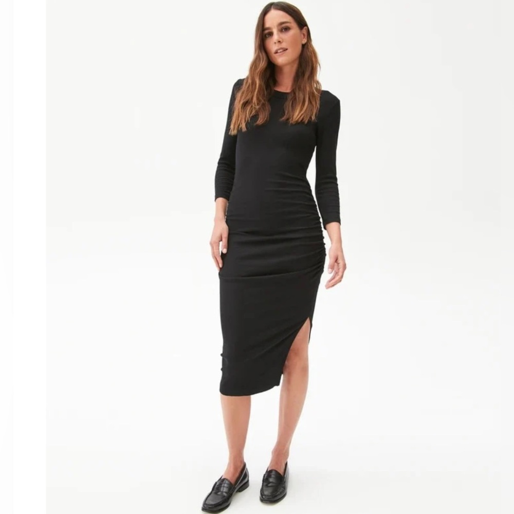 MICHAEL STARS NWT CHRISTY 3/4 SLEEVE TAHOE JERSEY MIDI DRESS - Picture 2 of 8